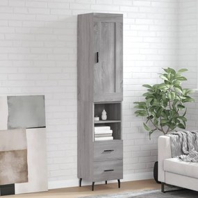 3200279 vidaXL Висок шкаф, сив сонома, 34,5x34x180 см, инженерно дърво