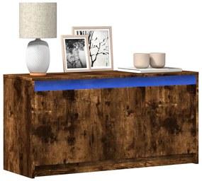 852212 vidaXL ТВ шкаф с LED, опушен дъб, 100x34x50 см, инженерно дърво