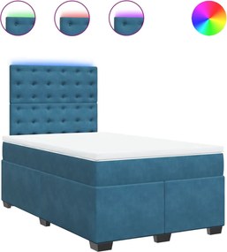 3293198 vidaXL Боксспринг легло с матрак, синьо, 120x200 см, кадифе