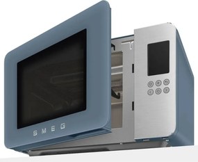 Микровълнова фурна с грил 4в1 SMEG Collezione MOC01SBMEU, 1900W, 29 л, 18 програми, Плавно затваряне, Звуков сигнал, LCD, Син