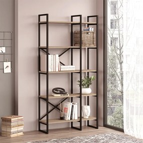 Книжна рафт Dusan от меламин в цвят сепет дъб 87.5x30x175см.