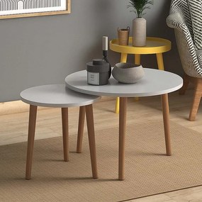 Roma меламинов комплект от две кафе маси в бял цвят 60x60x46см.