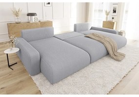 Светлосив ъглов диван с място за съхранение от рипсено кадифе Sara – Ropez