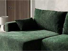 Тъмнозелен шенилов сгъваем/с място за съхранение ъглов диван (ляв ъгъл) Leon – Maison de Rêve