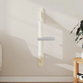 Котешко дърво за стенен монтаж с драскалка, светлосиво, 85,5 см