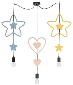 Детски полилей на кабел TRIO, 3xE27/20W/230V, син/розов/жълт