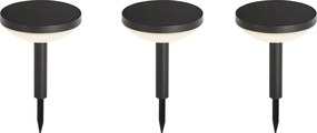 Комплект от 3 соларни LED прожектора с шип, черни, IP44 - Solar