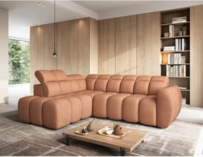 Сгъваем с място за съхранение ъглов диван от букле в цвят сьомга (ляв ъгъл L форма) Falconn – ELTAP