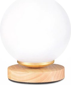Таблица лампа Luma E27 дървена - стъклена в натурален - бял цвят Ø12x18см.