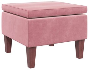 329461 vidaXL Табуретка с дървени крака, розова, кадифе