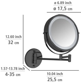 Козметично увеличително огледало със светлина (увеличение 5x) ø 25,5 cm Lumi – Wenko