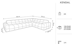Ъглов диван от червено кадифе (десен ъгъл) Kendal - Micadoni Home
