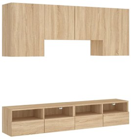 3216527 vidaXL ТВ стенни модули, 5 части, сонома дъб, инженерно дърво