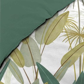 Бяло/зелено двойно удължено памучно спално бельо 240x220 cm Otika – douceur d'intérieur