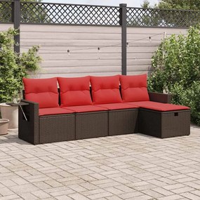 3325470 vidaXL Градински комплект с възглавници, 5 части, кафяв полиратан