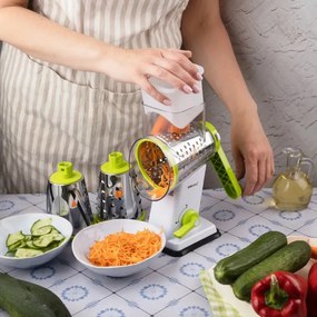 Ръчно ренде с 3 сменяеми приставки Kinghoff KH 1960, Неръждаема стомана, Бял/Зелен