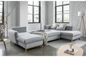 Светлосив U-образен разтегателен диван, десен ъгъл Scandic Lagom - Miuform