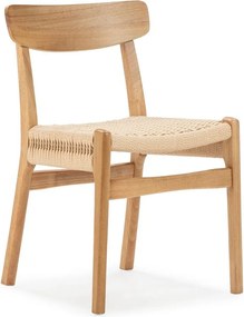 Трапезни столове в комплект 2 бр. от масивно каучуково дърво в естествен цвят Biel – MOME