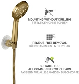 Пластмасов държач за душ слушалка без пробиване в златист цвят Libertà – Wenko