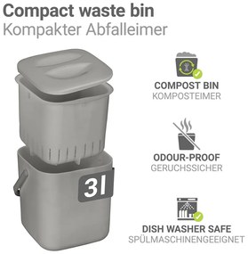 Светлосив контейнер за компостируеми отпадъци 3 l Conny – Wenko