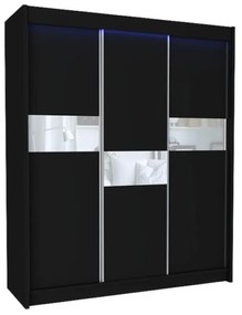 Гардероб с плъзгащи врати ADRIANA + Безшумна система, 180x216x61, черен/бяло стъкло