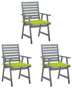 Sonata H Градински трапезни столове с възглавници, 3 бр, акация масив