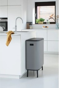 Кош за боклук Brabantia Bo Touch Hi 1001266, 2x30 л, Плътно прилепване към стена, Реглаж на краката, Минерално покритие, Сив