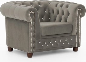 Сиво кадифено кресло честърфийлд York Blik – Ropez