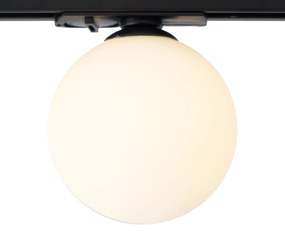 Модерна таванна лампа черна с бяло стъкло за 1-фазна релсова система - Iconic Perle