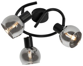 Интелигентен таванен прожектор черен с димно стъкло 3 светлини вкл. WiFi P45 - Vidro