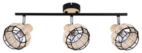 Черно-кремава лампа за таван с абажур от метал и ратан ø 12 cm Tajga - Candellux Lighting