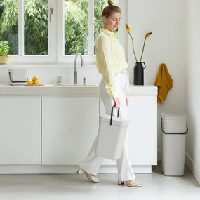 Кош за разделно събиране на боклук Brabantia Sort&Go 1005554, 40 л, Дръжка, Възможност за стенен монтаж, Светлосив