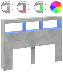 839199 vidaXL Табла шкаф с LED, бетонно сив, 140x17x102 см