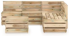 3068075 vidaXL Градински лаундж комплект от 6 части, зелено импрегниран бор