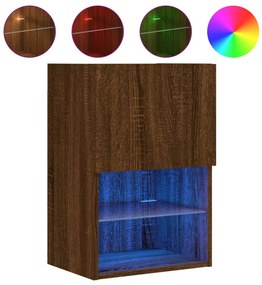 837041 vidaXL ТВ шкаф с LED осветление, кафяв дъб, 40,5x30x60 см