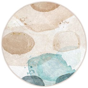 Синьо-бежов кръгъл килим подходящ за пране ø 120 cm Puddle – Mila Home