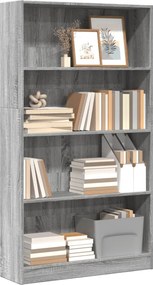857849 vidaXL Библиотека, сив сонома, 80x24x143 см, инженерно дърво