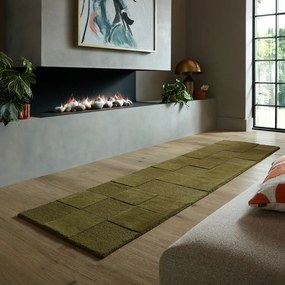 Ръчно изработена вълнена пътека в цвят каки 60x230 cm Checkerboard – Flair Rugs