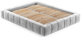 Светлосиво тапицирано двойно легло с място за съхранение с включена подматрачна рамка 160x200 cm Aruba L – Maison de Rêve