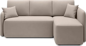 Бежов кадифен разтегателен ъглов диван с място за съхранение (десен ъгъл) Hadson – ELTAP