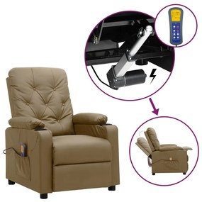 3093506 vidaXL Изправящ масажен стол, капучино, изкуствена кожа