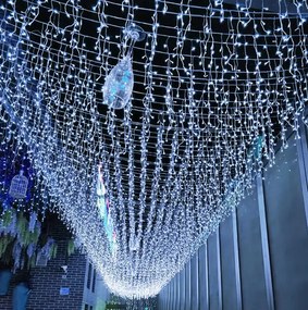 Коледно външно LED осветление, студено бяло IP44 200 LED/9,5 m