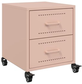 846628 vidaXL Нощно шкафче, розово, 36x39x43,5 см, стомана