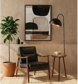 Черна/кафява подова лампа с рафт с метален абажур (височина 160 cm) Table – Opviq lights