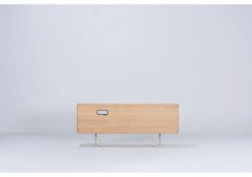 Бяла/естествена маса за телевизор от масивен дъб 150x64 cm Fina – Gazzda