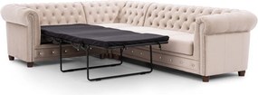 Бежов кадифен разтегателен ъглов диван (ляв ъгъл L форма) York Blik – Ropez