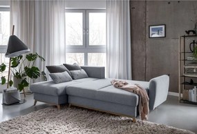Светлосив ъглов разтегателен диван, ляв ъгъл Scandic Lagom - Miuform