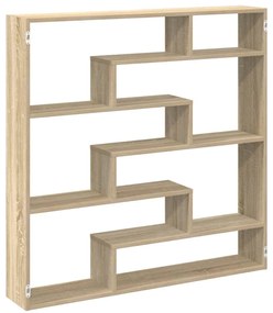 860024 vidaXL Стенен кубичен рафт, 7 отделения, дъб сонома, инженерно дърво