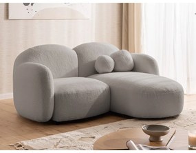 Сив ъглов диван от прежда с примки от букле (десен ъгъл) Orbit – Ropez