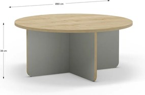 Светлозелена/естествена кръгла масичка за кафе с дъбов плот ø 80 cm Hillary – Marckeric